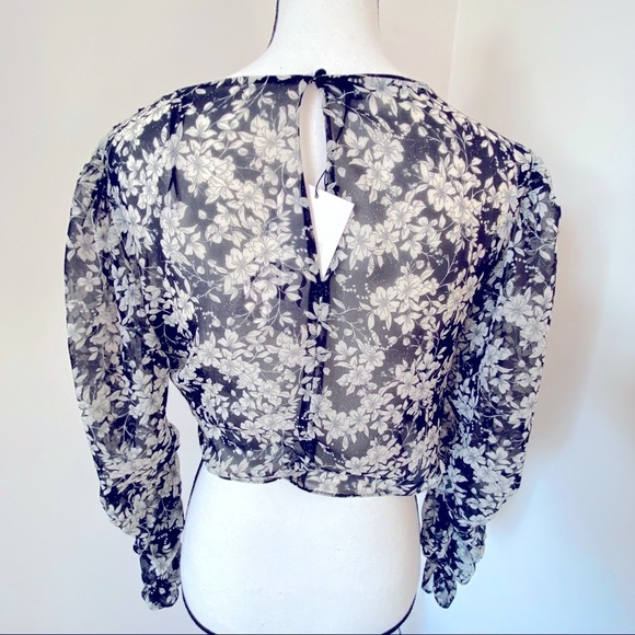 Zara Cropped Print Blouse Size XS - Picture 8 of 8